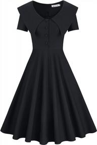 img 4 attached to Step Into The 1950S: MUXXN Women'S Retro Short Sleeve Dress For Casual And Work Wear