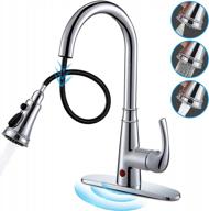 cobbe touchless kitchen faucet: motion sensor pull down with sprayer and 10” deck plate in chrome logo