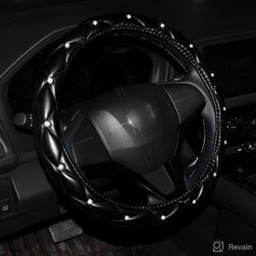 img 4 attached to 🚗 Enhance Your Car's Style with Our Elegant Black Leather Steering Wheel Cover Featuring Pearls - Universal 15 inch, Breathable & Anti-Slip Design