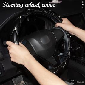 img 3 attached to 🚗 Enhance Your Car's Style with Our Elegant Black Leather Steering Wheel Cover Featuring Pearls - Universal 15 inch, Breathable & Anti-Slip Design