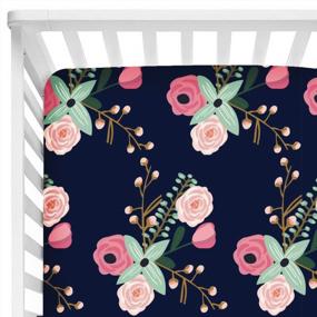 img 3 attached to Navy Lilac Baby Floral Fitted Crib Sheet - Fits Standard Crib Mattress 28X52" For Boys And Girls Toddler Bed Mattresses