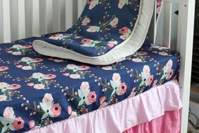 img 2 attached to Navy Lilac Baby Floral Fitted Crib Sheet - Fits Standard Crib Mattress 28X52" For Boys And Girls Toddler Bed Mattresses