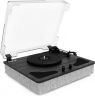 3 speed vinyl player w/ bluetooth, auto stop & vibration isolation - rif6 record player in black wood логотип