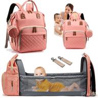 🎒 portable diaper bag backpack with changing station: 3-in-1 multifunction travel mommy bag - stroller ready (pink) logo