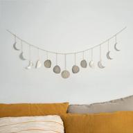 moon phase wall hanging garland - 13 silver hammered metal boho wall decor moon garland 36'' - celestial phases moon decor in bohemian style - moon phases wall art for home, bedroom, living room logo