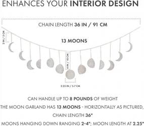img 1 attached to Moon Phase Wall Hanging Garland - 13 Silver Hammered Metal Boho Wall Decor Moon Garland 36'' - Celestial Phases Moon Decor In Bohemian Style - Moon Phases Wall Art For Home, Bedroom, Living Room