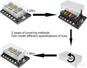 img 1 attached to Jamgoer DC 12V/24V 12-Way Blade Circuit Fuse Box Block Holder with Split Negative Bus Bar, Protection Cover, LED Indicator, Waterproof Cap - Ideal for Automotive Car Truck Marine RV Boat