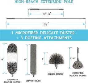 img 3 attached to 🧹 TIMIVO Stainless Steel Cobweb Duster with Extension Pole - 30 to 100 Inches, Bendable and Washable Microfiber Duster for Cleaning Ceilings, High Ceilings, Blinds - 5 Pack