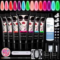 glow in the dark poly nail gel kit with 7 colors - morovan manicure starter kit for nail extension and art, includes top & base coat builder gel. логотип