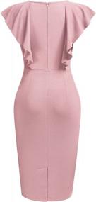 img 1 attached to Knitee Women'S Vintage Ruffle Sleeve Ruched Slim Cocktail Party Pencil Dress