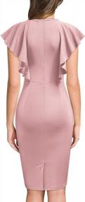 img 3 attached to Knitee Women'S Vintage Ruffle Sleeve Ruched Slim Cocktail Party Pencil Dress