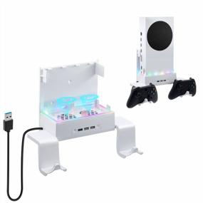 img 4 attached to Upgrade Your Xbox Series S With Mcbazel Wall Mount Kit: RGB LED Cooling Stand With 3-Speed Fan, USB Port & Controller Holder