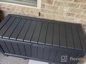 img 6 attached to Keter Kentwood 90 Gallon Resin Deck Box-Organization And Storage For Patio Furniture Outdoor Cushions, Throw Pillows, Garden Tools And Pool Toys, Graphite