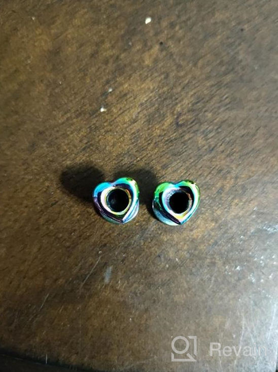 img 1 attached to 316L Stainless Steel Heart Plugs And Tunnels Ear Stretchers Gauges 2G-3/4'' Rainbow Jewseen Ear Expander Piercings Earring review by Mike Martz