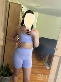 img 5 attached to JNINTH Women'S Seamless Yoga Set: Stylish 2-Piece Workout Outfit With Sport Bra And High Waist Shorts/Leggings
