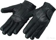 hugger full finger fingerless black deer leather gloves with gel padded palms - ideal for driving, motorcycle riding, police, and outdoor activities logo