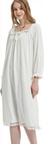img 4 attached to Women'S Lace Nightgown Victorian Style Sleepwear Stretchy Pajama Shirt Lounge Dress