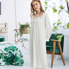 img 1 attached to Women'S Lace Nightgown Victorian Style Sleepwear Stretchy Pajama Shirt Lounge Dress