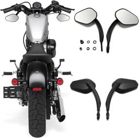 img 4 attached to Premium 8mm Black Aluminum Motorcycle Side Mirrors for Sportster XL 883 1200 🏍️ Road King V-Rod Street Glide Electra Glide Dyna Softail 1990-2018: Enhanced Visibility & Style