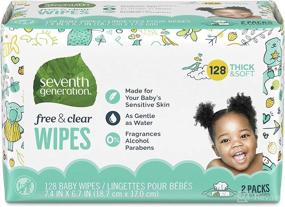 img 4 attached to 👶 Seventh Generation Baby Wipes, Unscented and Hypoallergenic, Twin Pack - 64 Count Each