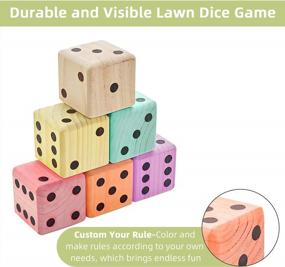 img 1 attached to Giant Wooden Yard Dice Game Set - 3.5'' Big Dice Lawn Game With Scoreboard, Carrying Bag & 6 Pine Wood Dice For Kids Adults Family