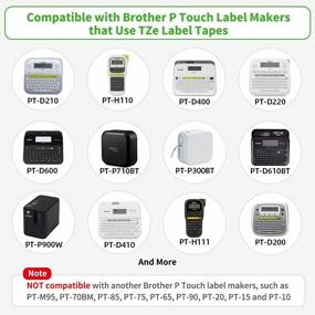 img 3 attached to 5 упаковок, совместимая с Labelife, сменная лента для этикеток для Brother P Touch Label Maker - ламинированная, черный на белом, 1/4 дюйма x 26,2 фута (TZe-211 TZe 211) - идеально подходит для моделей PT-D200 и PTD600