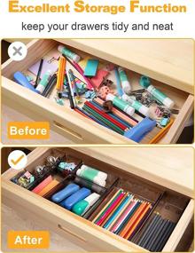 img 1 attached to SMARTAKE 13-Piece Drawer Organizers With Non-Slip Silicone Pads, 5-Size Desk Drawer Organizer Trays Storage Tray For Makeup, Jewelries, Utensils In Bedroom Dresser, Office And Kitchen, Light Black