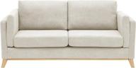 modern chenille fabric loveseat sofa with wood base and legs for small spaces - soft and easy to assemble couch for living room, office, apartment - beige color, 72.4 inches w logo