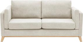 img 4 attached to Modern Chenille Fabric Loveseat Sofa With Wood Base And Legs For Small Spaces - Soft And Easy To Assemble Couch For Living Room, Office, Apartment - Beige Color, 72.4 Inches W