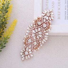 img 3 attached to Rose Gold Rhinestone Crystal Applique For Wedding Dress And Headpiece Decoration In Small Size