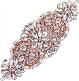 img 4 attached to Rose Gold Rhinestone Crystal Applique For Wedding Dress And Headpiece Decoration In Small Size