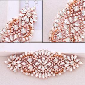 img 2 attached to Rose Gold Rhinestone Crystal Applique For Wedding Dress And Headpiece Decoration In Small Size