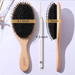 img 1 attached to Boar Bristle Hair Brush For All Hair Types With Wooden Comb & Travel Bag - Perfect Gift For Women, Men, And Kids