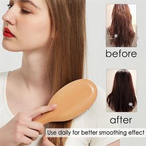 img 2 attached to Boar Bristle Hair Brush For All Hair Types With Wooden Comb & Travel Bag - Perfect Gift For Women, Men, And Kids