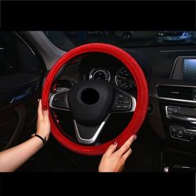 img 2 attached to Dazzling Red Diamond Steering Wheel Cover - Bling Bling Rhinestone Gem Car SUV Wheel Protector, Universal Fit 15 Inch, for Men and Women