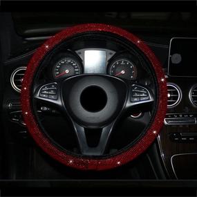 img 1 attached to Dazzling Red Diamond Steering Wheel Cover - Bling Bling Rhinestone Gem Car SUV Wheel Protector, Universal Fit 15 Inch, for Men and Women