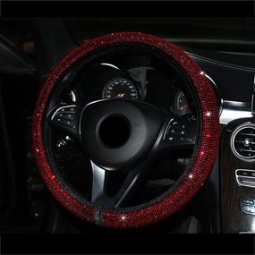 img 3 attached to Dazzling Red Diamond Steering Wheel Cover - Bling Bling Rhinestone Gem Car SUV Wheel Protector, Universal Fit 15 Inch, for Men and Women