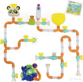 img 4 attached to 🛁 Huge Tub Builder Bath Pipes Toy Set for Toddlers and Kids - 60 Piece Bath Toy Set with Bath Book by Top Right Toys