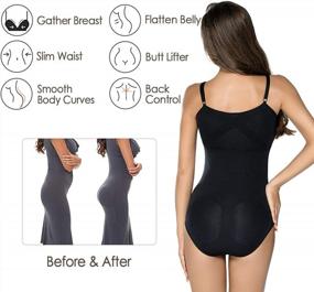 img 2 attached to Women'S Seamless Shaping Bodysuit Shapewear Top With Firm Control, Wireless Bra And One Piece Briefer - Smoother Body