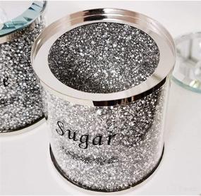 img 2 attached to 💎 Sparkling Crystal Filled 3PC Set of Tea, Sugar, and Coffee Canisters for Glamorous Kitchen Decor and Storage