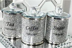 img 3 attached to 💎 Sparkling Crystal Filled 3PC Set of Tea, Sugar, and Coffee Canisters for Glamorous Kitchen Decor and Storage