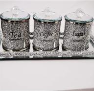 💎 sparkling crystal filled 3pc set of tea, sugar, and coffee canisters for glamorous kitchen decor and storage логотип