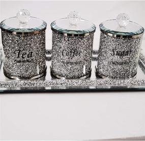 img 4 attached to 💎 Sparkling Crystal Filled 3PC Set of Tea, Sugar, and Coffee Canisters for Glamorous Kitchen Decor and Storage