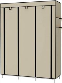 img 2 attached to Organize Your Closet In Style With UDEAR Portable Wardrobe - 6 Shelves, 2 Hanging Sections & 4 Side Pockets!