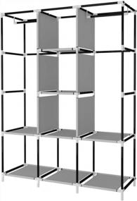 img 1 attached to Organize Your Closet In Style With UDEAR Portable Wardrobe - 6 Shelves, 2 Hanging Sections & 4 Side Pockets!