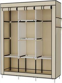 img 3 attached to Organize Your Closet In Style With UDEAR Portable Wardrobe - 6 Shelves, 2 Hanging Sections & 4 Side Pockets!