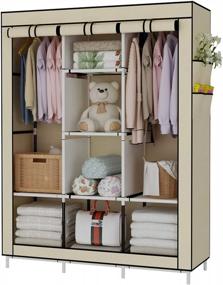 img 4 attached to Organize Your Closet In Style With UDEAR Portable Wardrobe - 6 Shelves, 2 Hanging Sections & 4 Side Pockets!