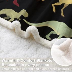img 2 attached to 🦕 Cute Dino Blankets for Kids: Sleepwish Dinosaur Blanket in Blue, Green, and Orange Tones - Fuzzy Tyrannosaurus Animal Print, Perfect for Boys and Teen Girls – Soft, Plush Fleece Blanket (50"x60")