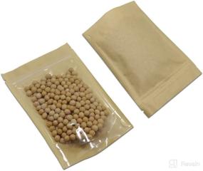 img 1 attached to 👜 50 Clear Front Brown Kraft Paper Stand Up Pouches with Zipper Lock - Reclosable Bags for Nuts, Coffee, and Food Storage (3.9x5.9 inch)