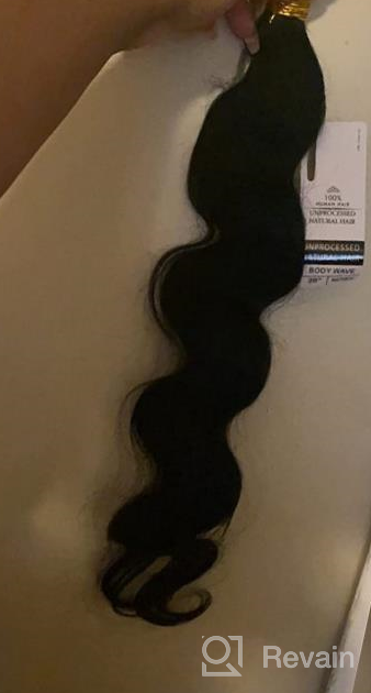 img 1 attached to 100% Brazilian Human Hair 3 Bundles With Lace Closure - ALLRUN Body Wave Unprocessed Virgin Hair (16 18 20+14) Natural Color review by Jim Kriegshauser